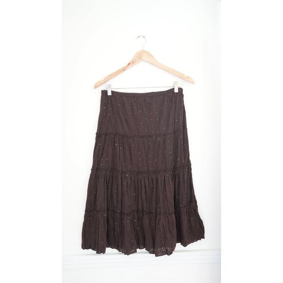 Copper Key Brown Tiered Skirt - Size Small - Picture 2 of 4